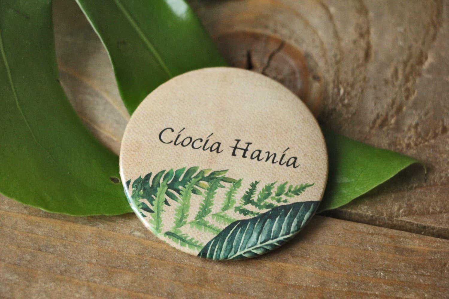 Chapas de Boda Rústicas Greenery con Helecho | Identificadores para Invitados | Karmelowe nº 5