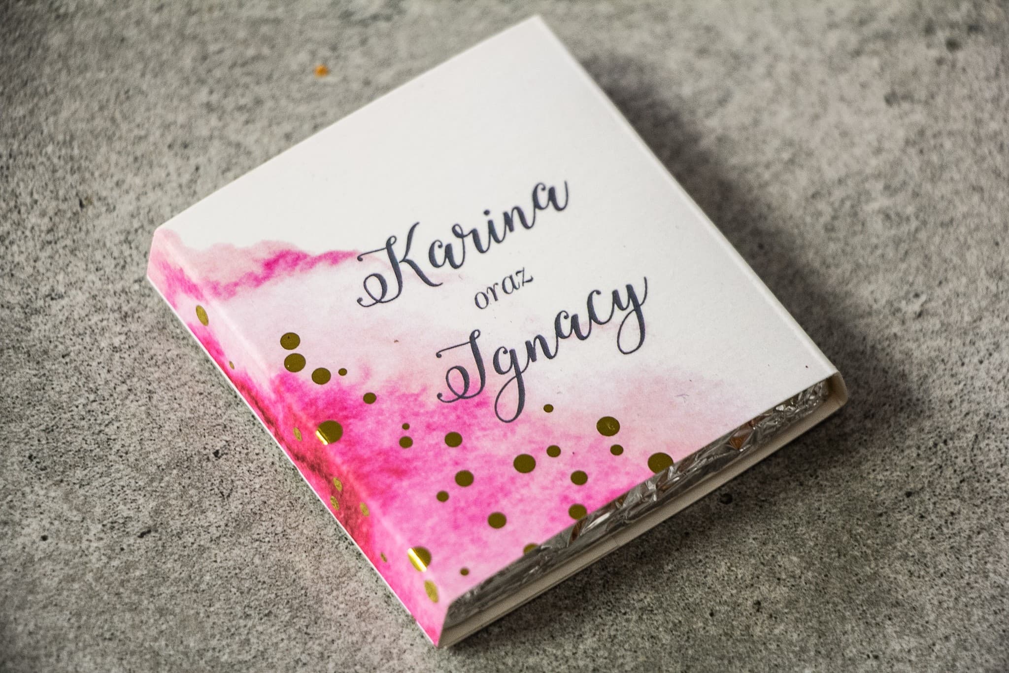 Chocolats Roses aux Pois Dorés | Cadeaux Invités Mariage Personnalisés | Bakarto n° 3