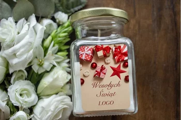 Christmas Soy Candle with Company Logo | Elegant Holiday Gifts for Clients | Client Gifts SW14