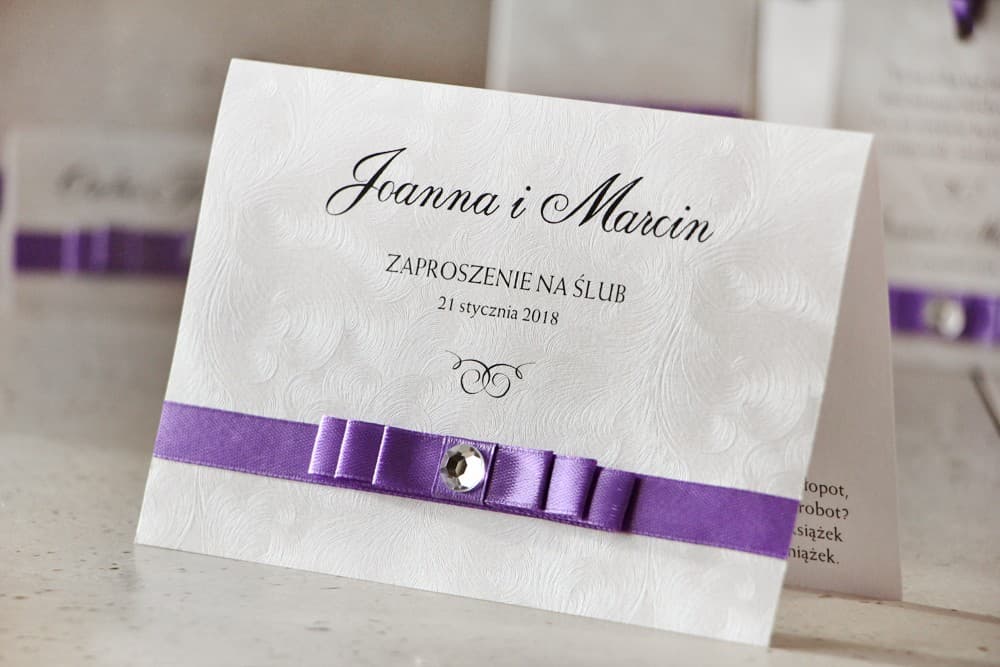 Amaretto No. 7 Wedding Invitation – Glamour with Satin Bow