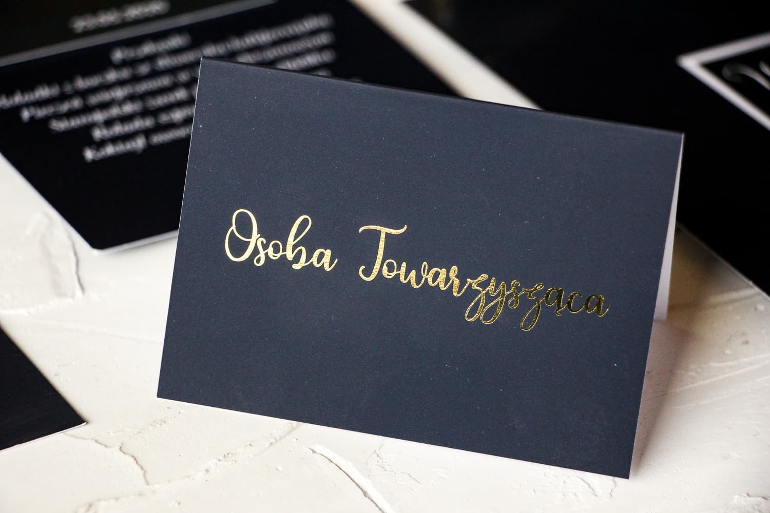 Emerald No. 1 Wedding Place Cards – Navy Blue Glamour Table Cards