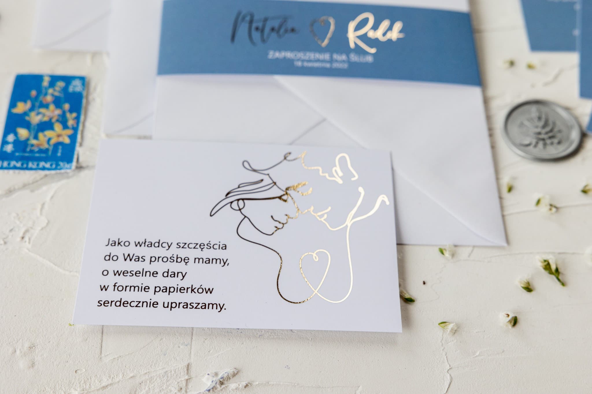 Jaspis No. 1 Wedding Invitation Insert – Gold Foiling & SoftTouch