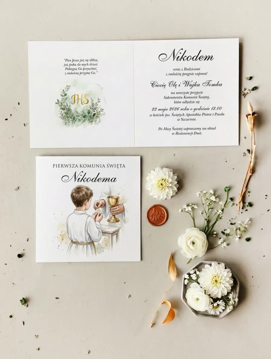Watercolor Communion Invitations with Boy β Matylda No. 20