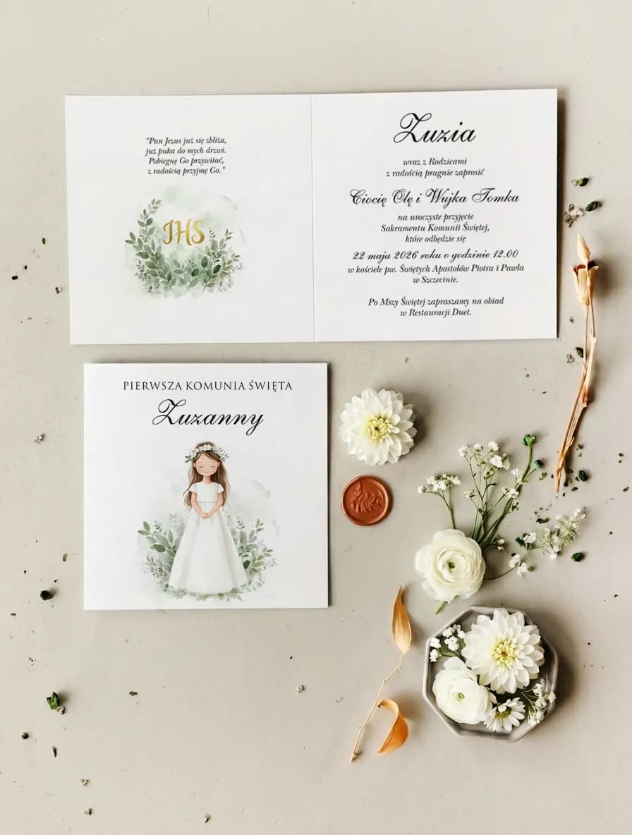 Communion Invitations with Girl in White β Matylda No. 22