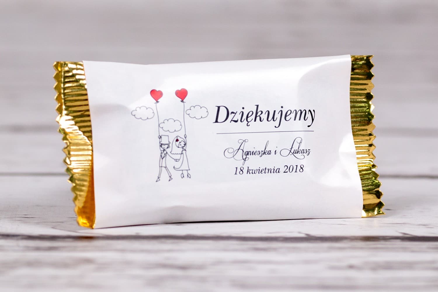 Śmieszne Czekoladki z Parą Młodą i Balonami | Podziękowania dla Gości Weselnych | Bueno nr 7