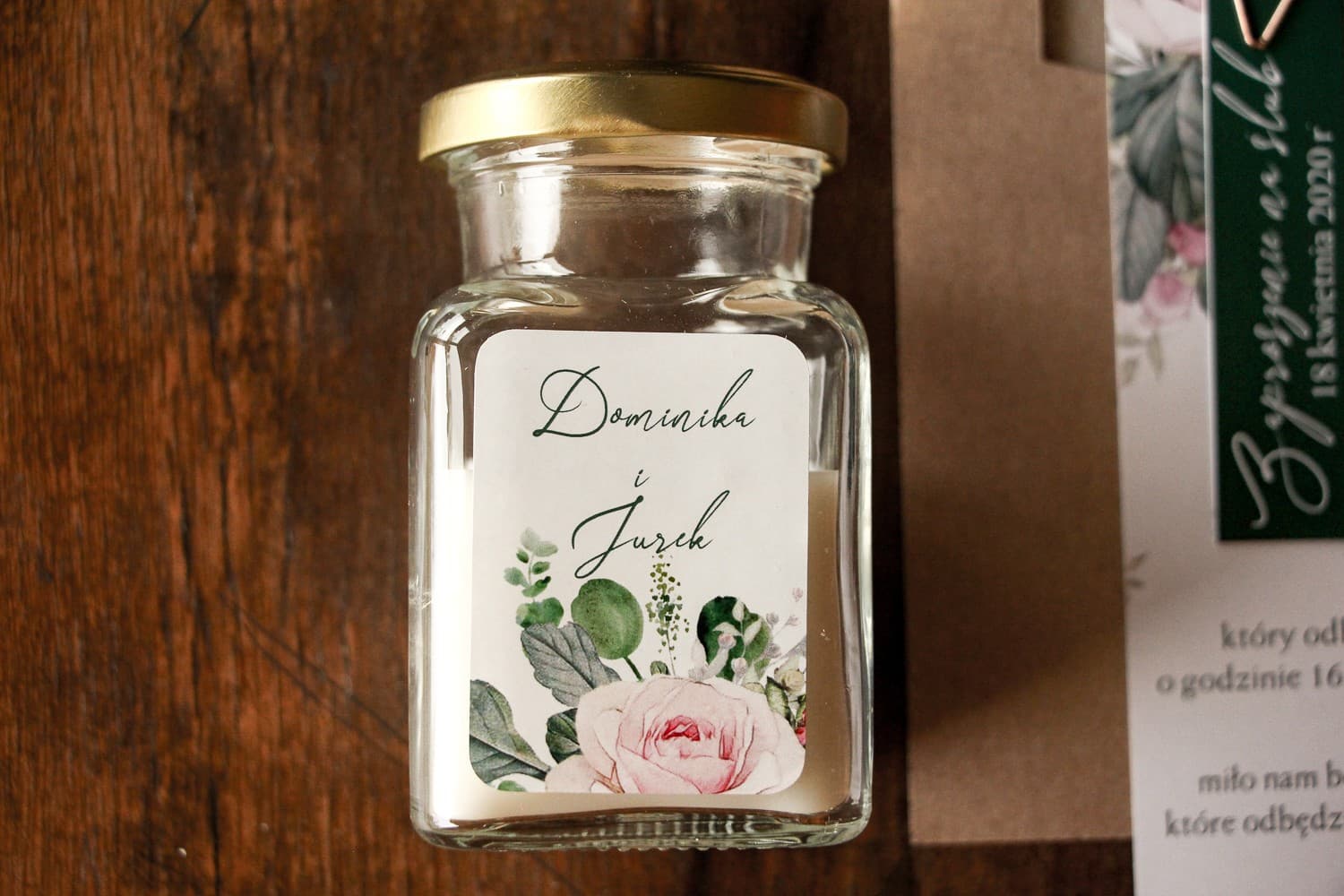 Delize No. 4 Soy Candle – Rose and Eucalyptus Wedding Favour
