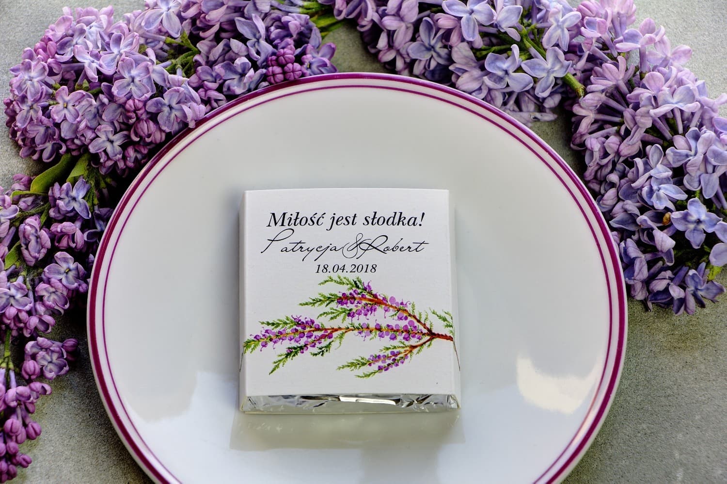 Dulces Detalles para Invitados Chocolatinas con Brezo | Recuerdos de Boda | Pistacho nº 22