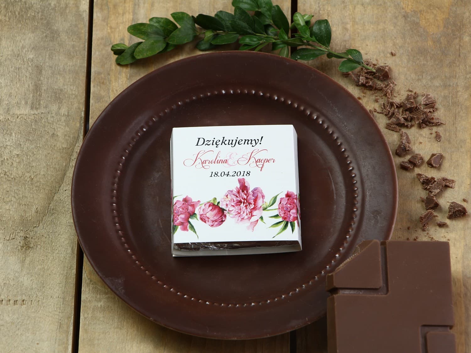 Chocolatinas con Peonías Detalles para Invitados | Regalos Dulces de Boda Personalizados | Acuarelas nº 6