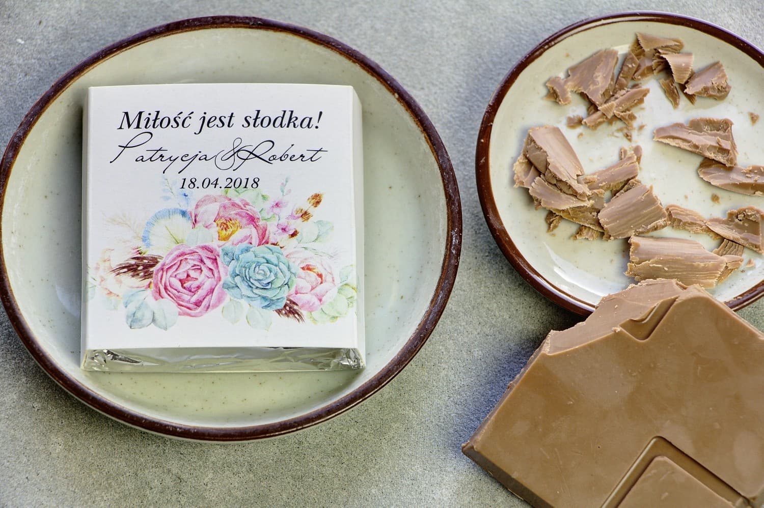 Chocolatinas de Boda Boho con Peonías | Detalles para Invitados Personalizados | Pistacho nº 24