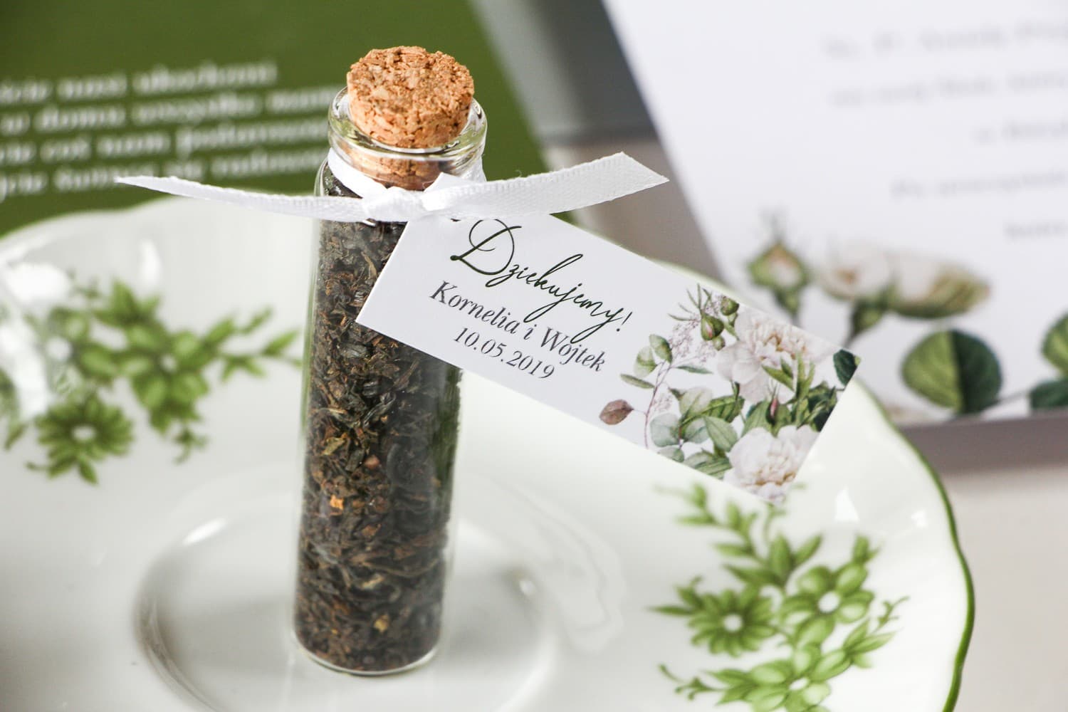Té en Vial con Corcho, Motivo de Rosa | Detalles para Invitados de Boda, Bautizo, Comunión | Wenis nº 4
