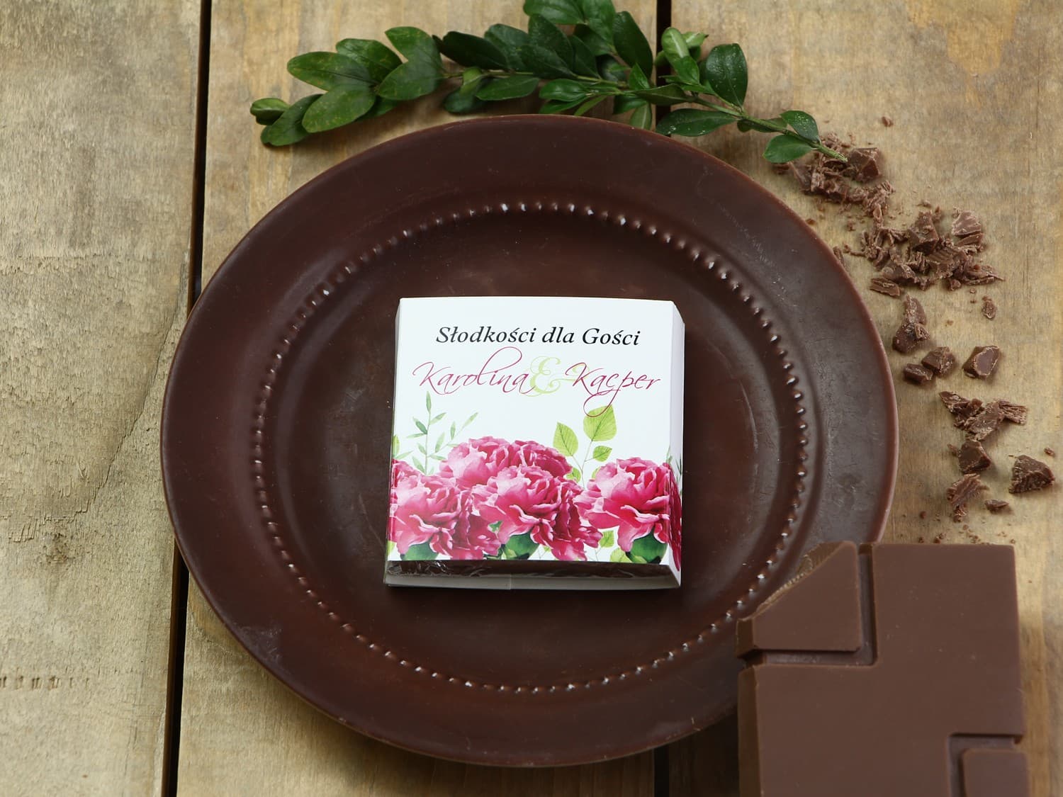 Chocolatinas de Boda Personalizadas Claveles | Detalles para Invitados | Acuarela nº 18