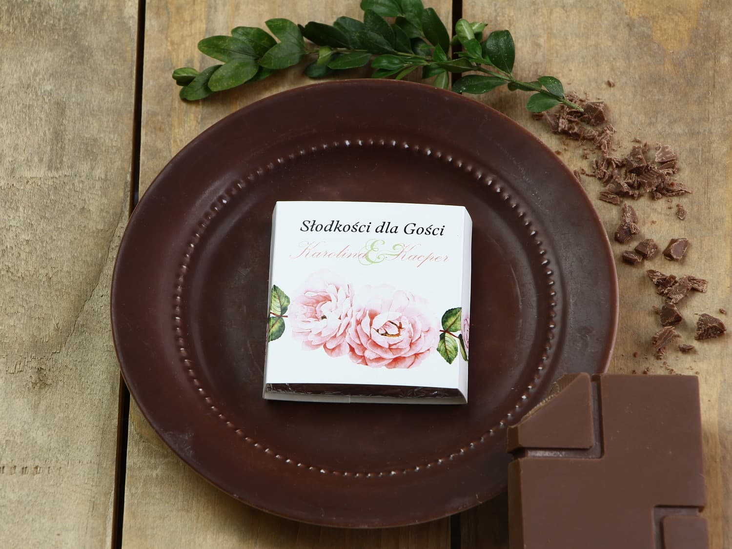 Chocolatinas de agradecimiento para invitados, motivo rosas acuarela | Detalles de boda | Acuarela nº 19