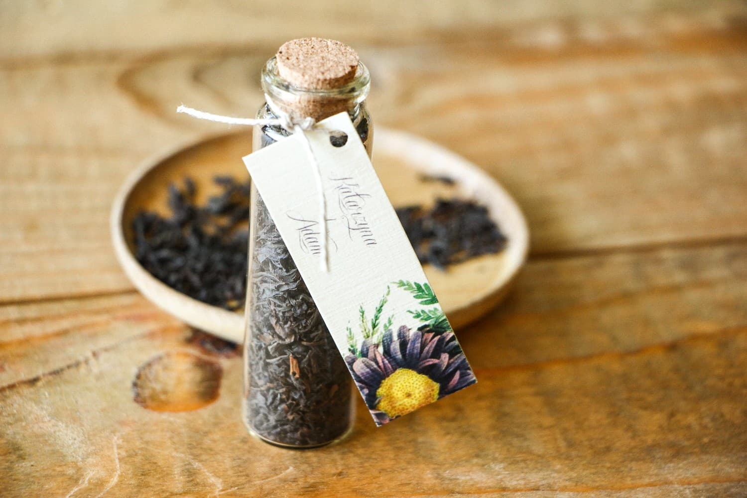 Detalles para Invitados Té en Botellita con Asteres Violetas | Recuerdos de Boda | Kraft nº 3