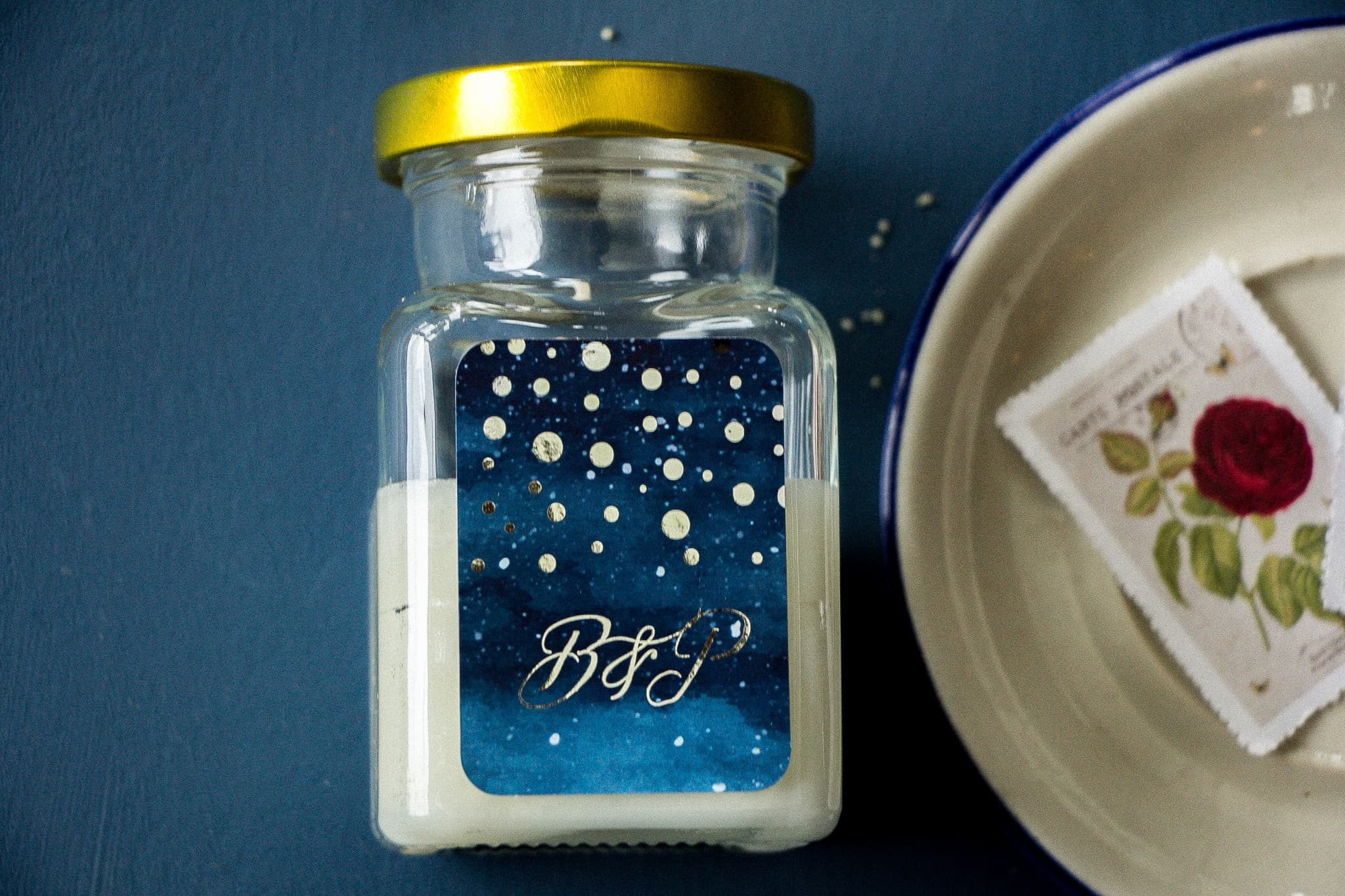 Duftkerze Pastell Nr. 6 – Silberprägung und Gastgeschenk zur Hochzeit