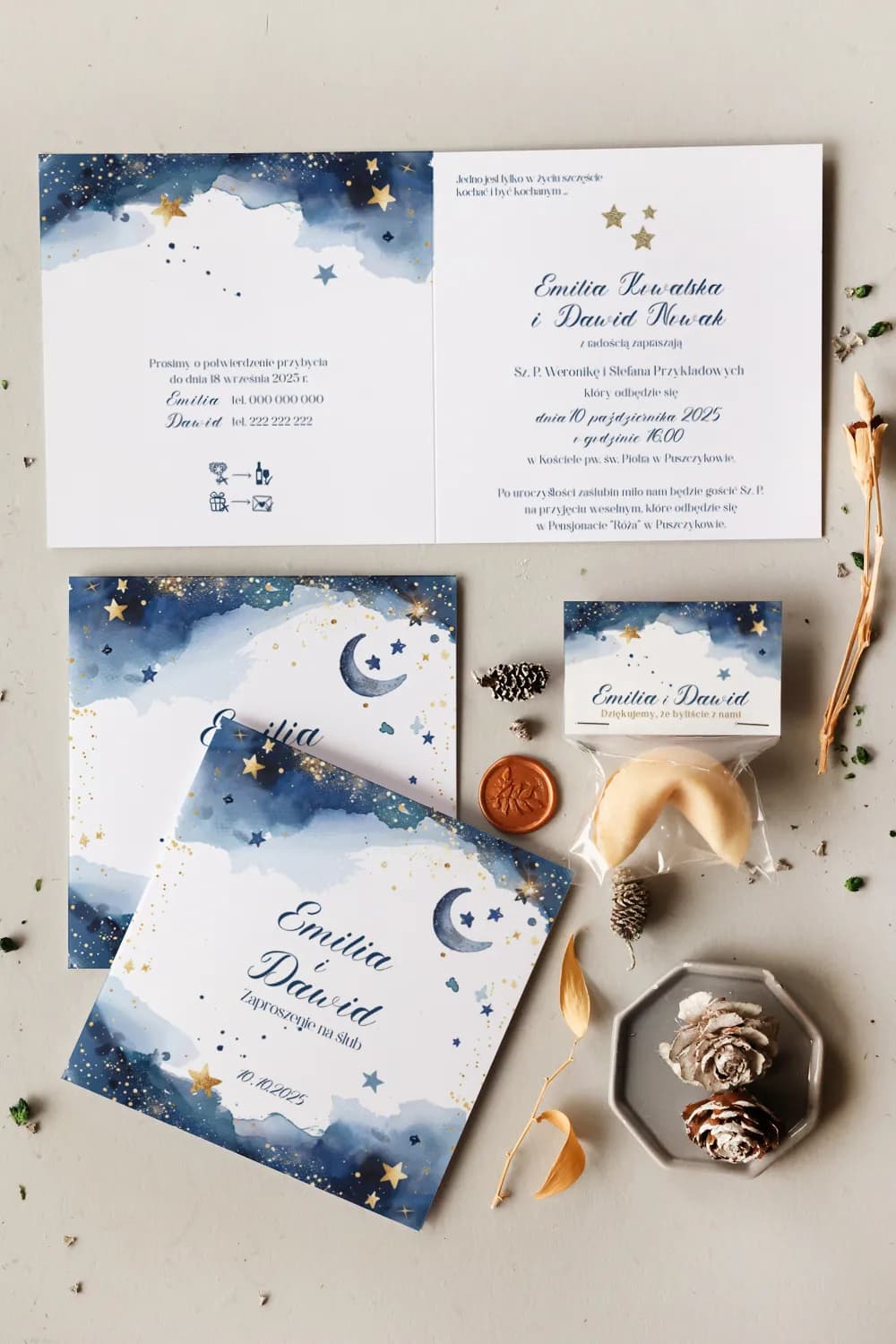 Hochzeitseinladung Cejla Nr. 11 – Boho Glamour mit Sternenhimmel-Motiv