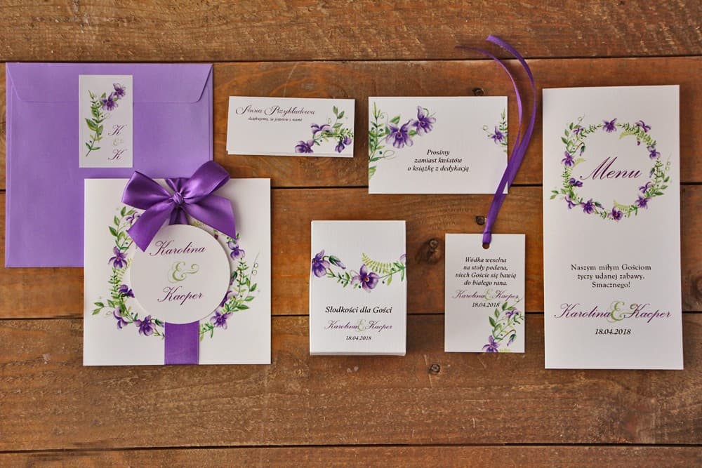 Kit d'Échantillons Papeterie de Mariage Motif Violettes | Échantillons Faire-part Aquarelle | Aquarelle n° 7