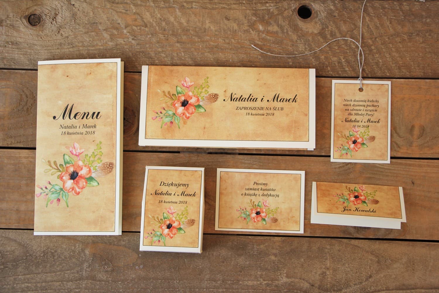 Échantillons d'Invitations de Mariage Boho Rustique | Kit de Papeterie Caramel | Caramel n° 4