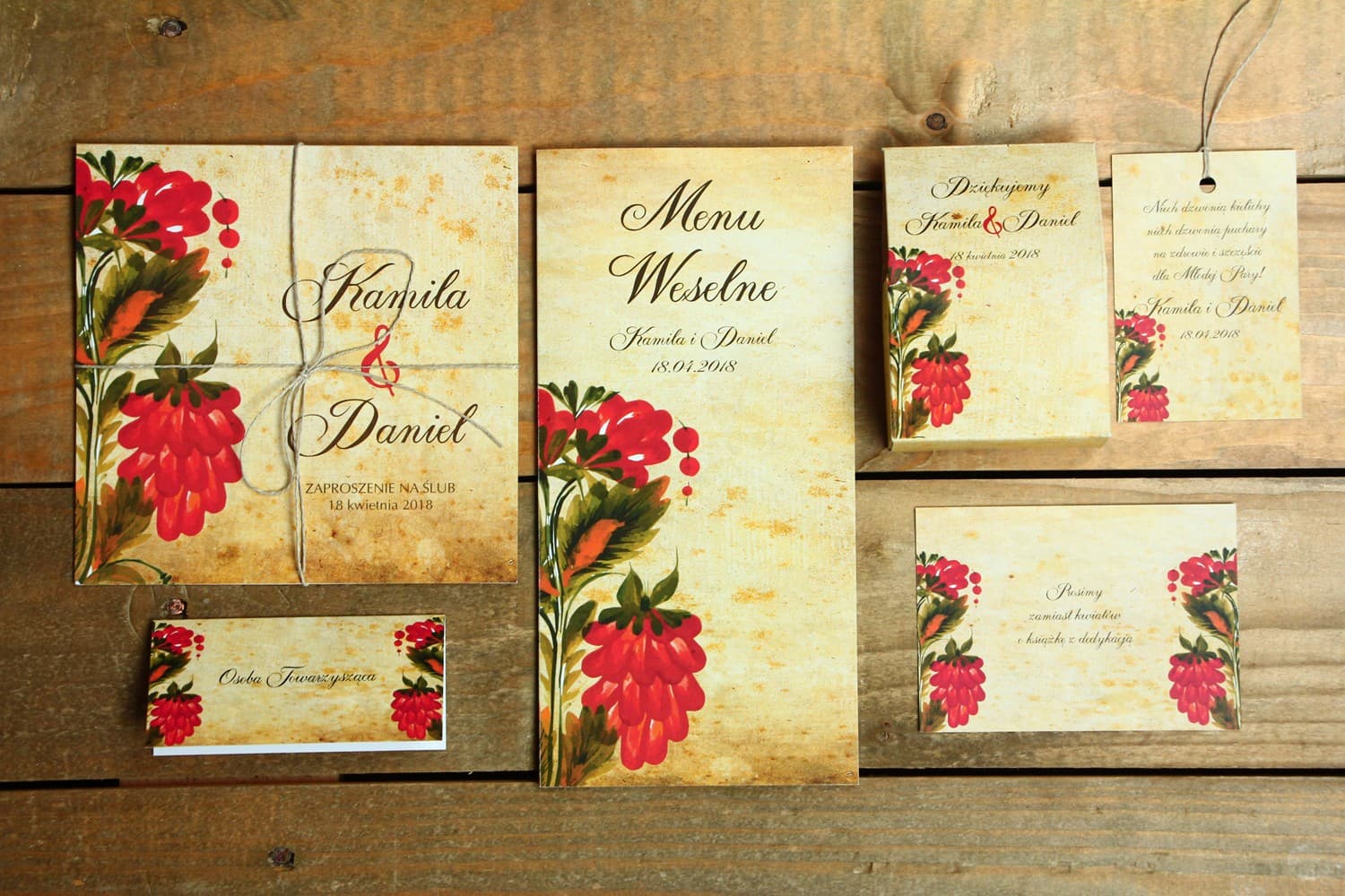 Échantillons d'Invitations de Mariage Traditionnelles, Kit Papeterie | Faire-part Folk Échantillons | Folk n° 7