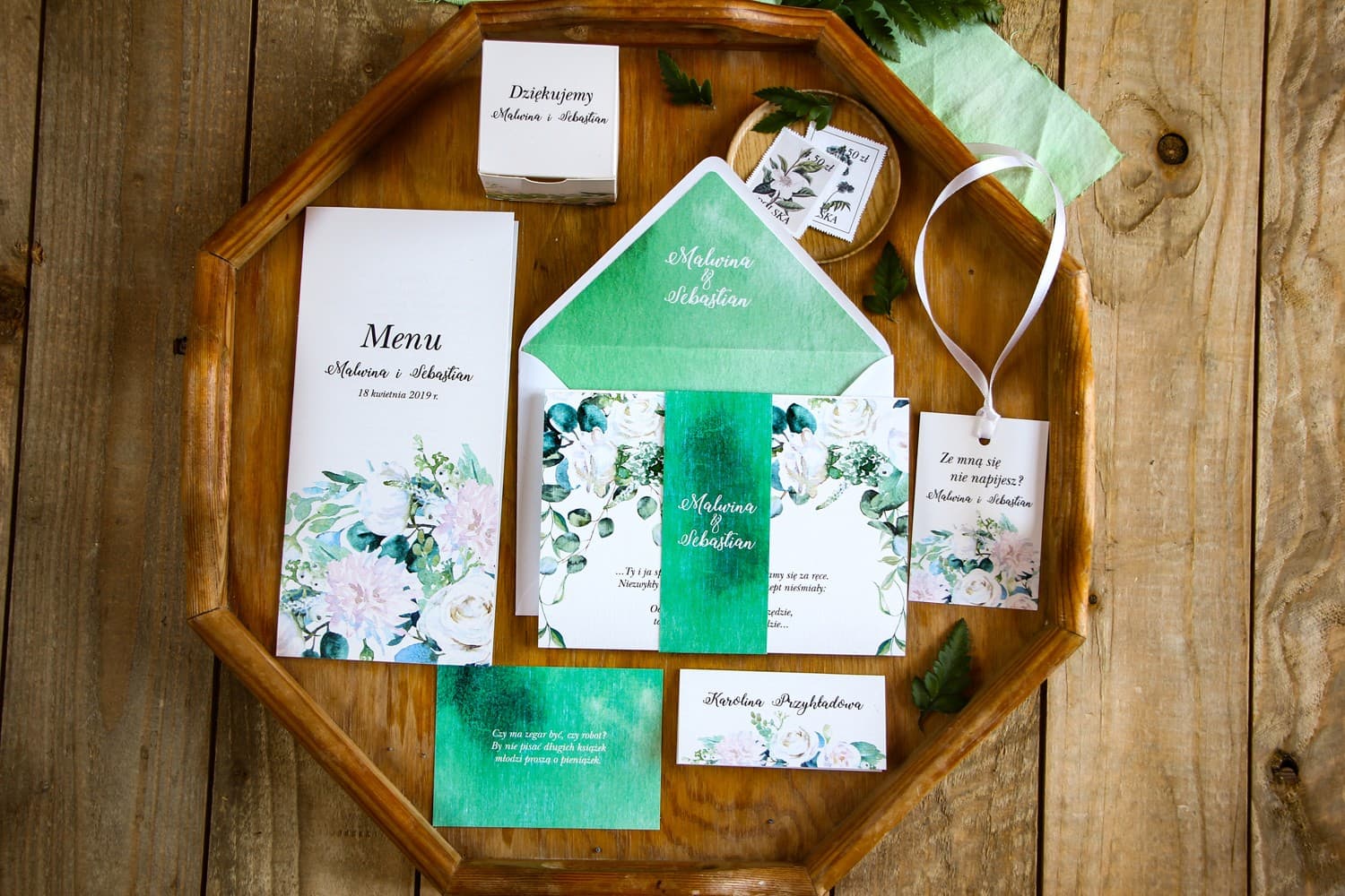 Échantillons d'Invitations de Mariage Roses et Eucalyptus | Kit d'Échantillons de Papeterie | Rozalia n° 3