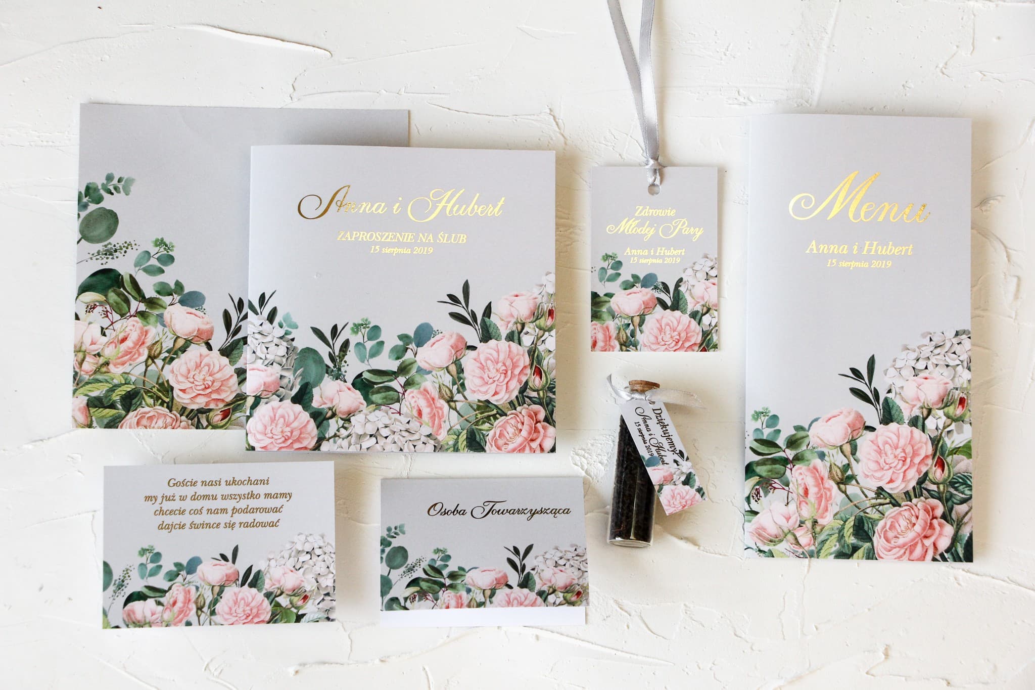 Échantillons d'Invitations de Mariage Dorées Bleu Marine | Kit de Papeterie | Szafirowe n° 2