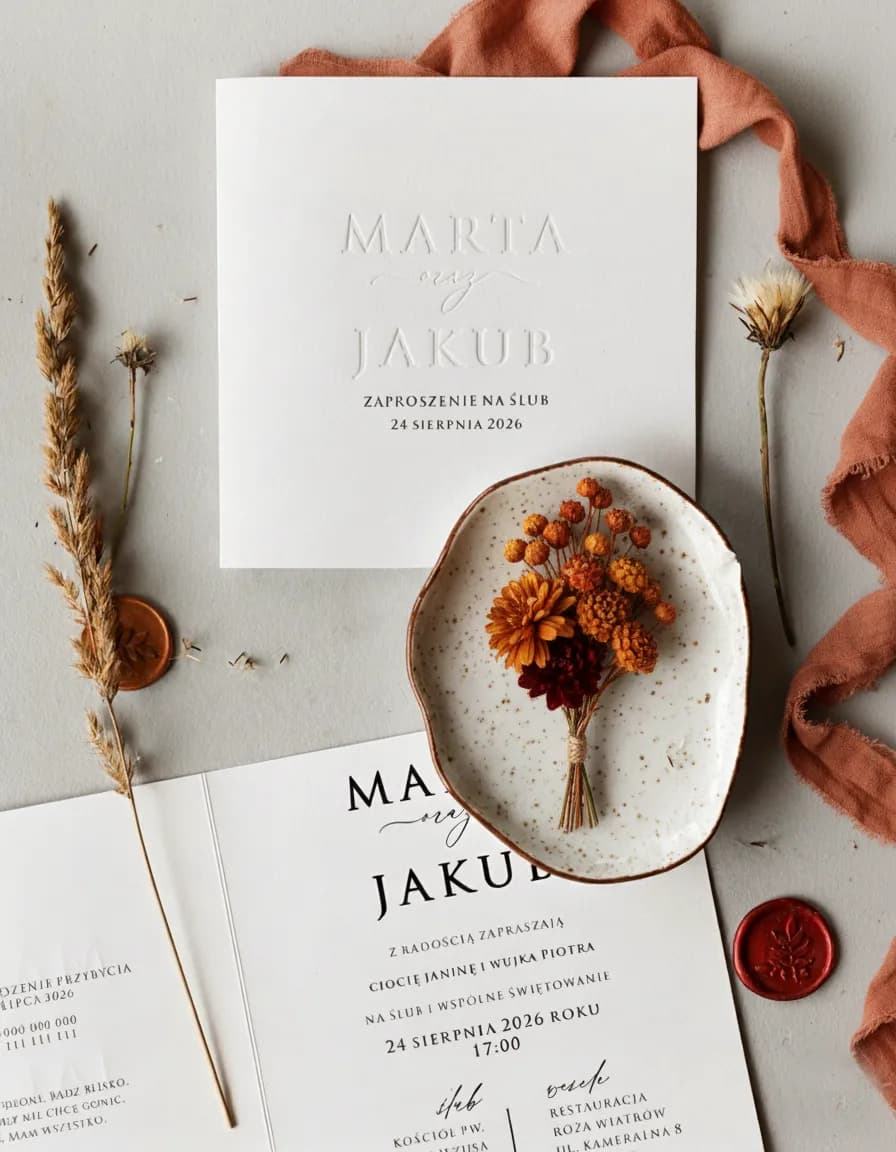 Amuso No. 1 Wedding Invitation – Minimalist with Letterpress Embossing