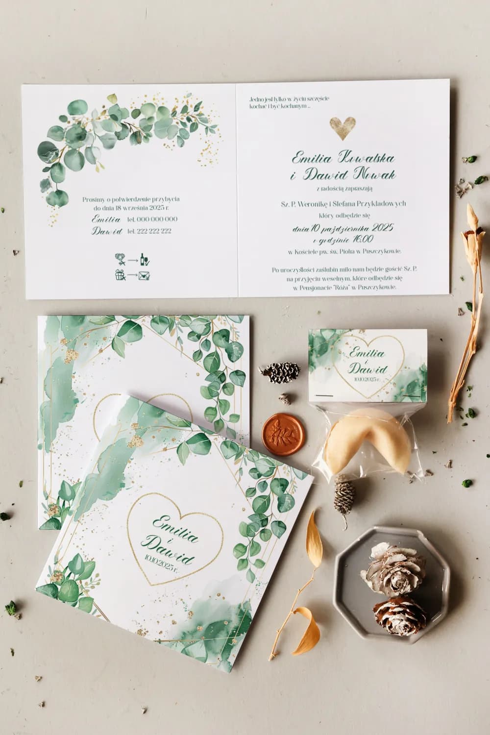 Cejla No. 6 Wedding Invitation – Botanical Style with Eucalyptus