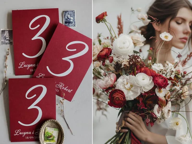 Elegant Burgundy Standing Wedding Table Numbers Personalized | Kraft No. 6