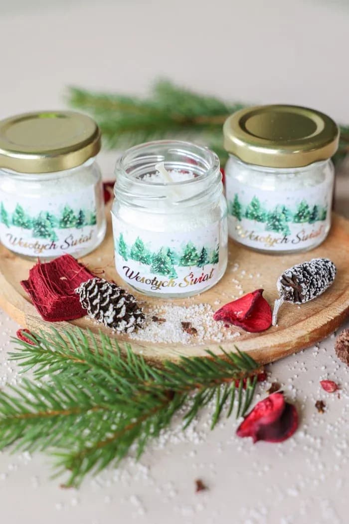 Christmas Candle with Company Logo, Scented, Natural Wax | Business Holiday Gifts | Winter Forest SG4