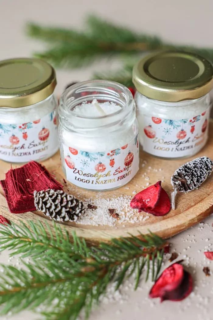 Personalized Christmas Candle with Logo | Corporate Gifts for Clients | Red Baubles SG11