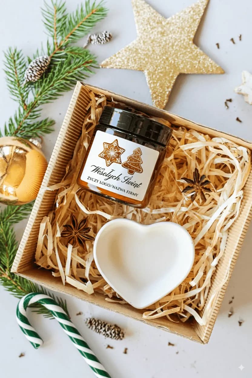 Elegant Christmas Gift Box with Company Logo, Natural Soy Candle | Business Gifts for Clients | Box No. 23