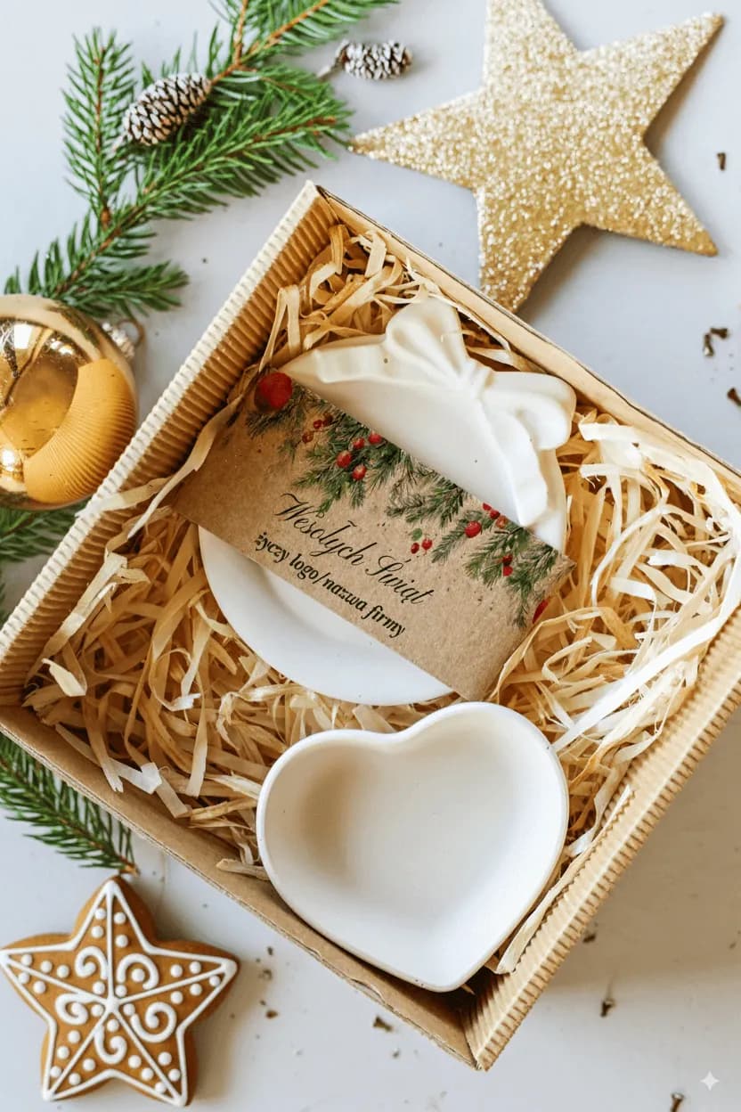 Elegant Handmade Gift Set, Polymer Gypsum Heart Dish and Tray | Corporate Holiday Gifts | Box No. 18