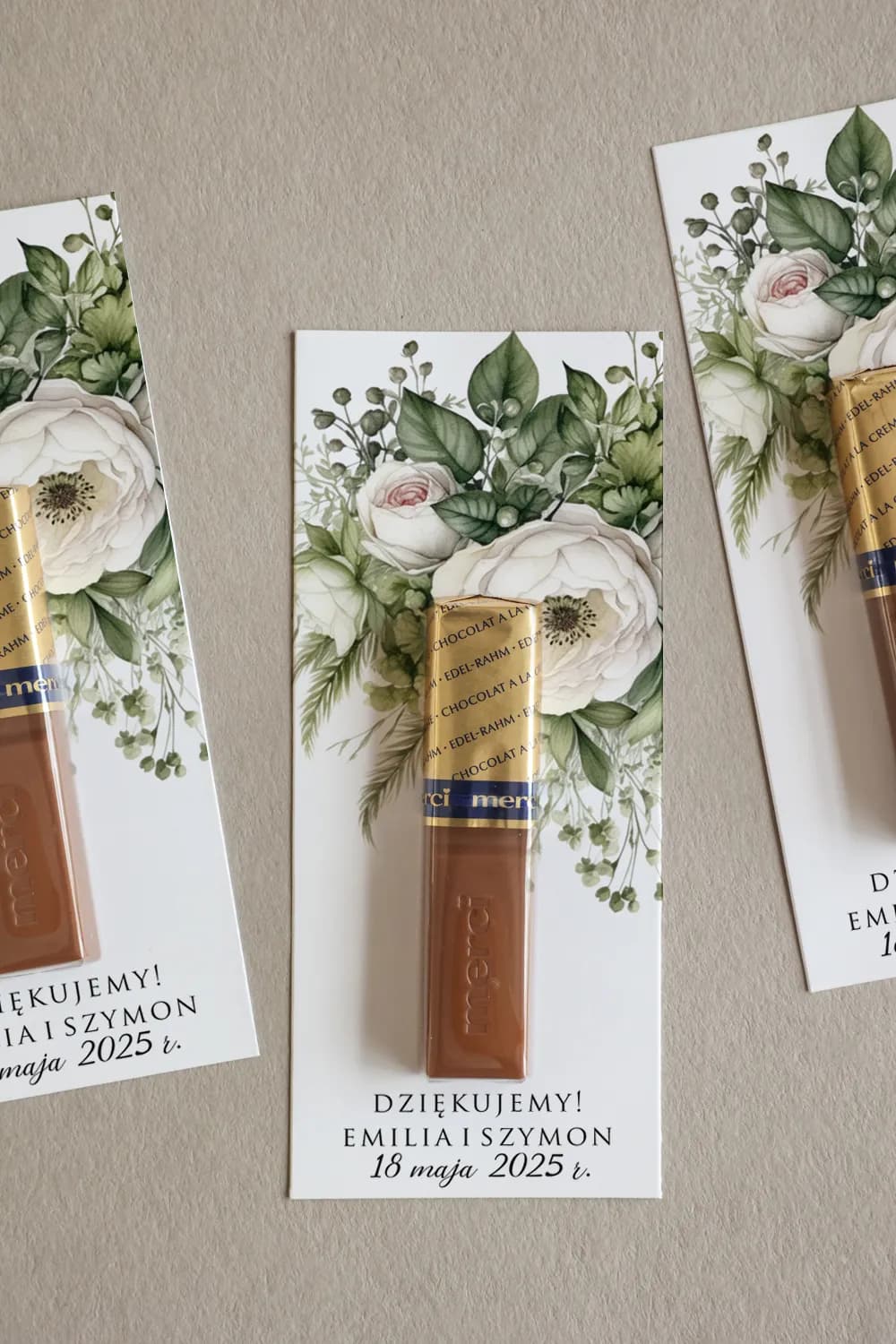 Botanical Merci Wedding Favours with White Roses - Impresja No. 3