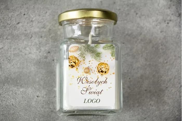 Christmas Soy Candle with Logo, Gold Lid | Corporate Gifts for Clients | VIP Gifts SW9