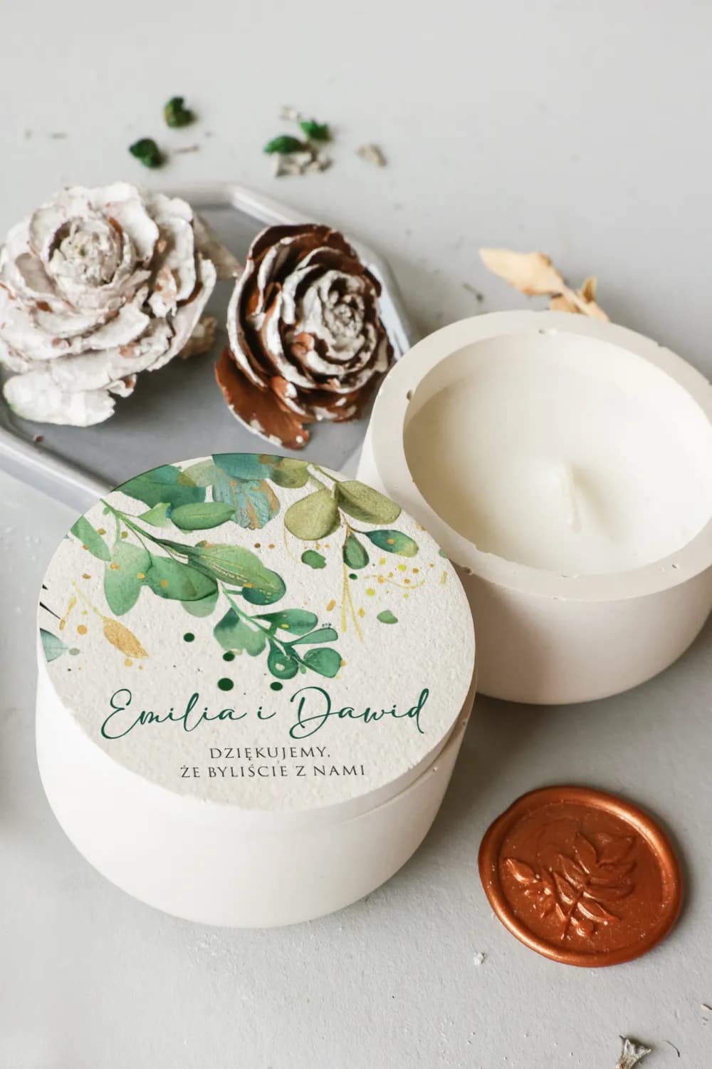 Cejla No. 2 Soy Candle in Plaster – Botanical Wedding Favour