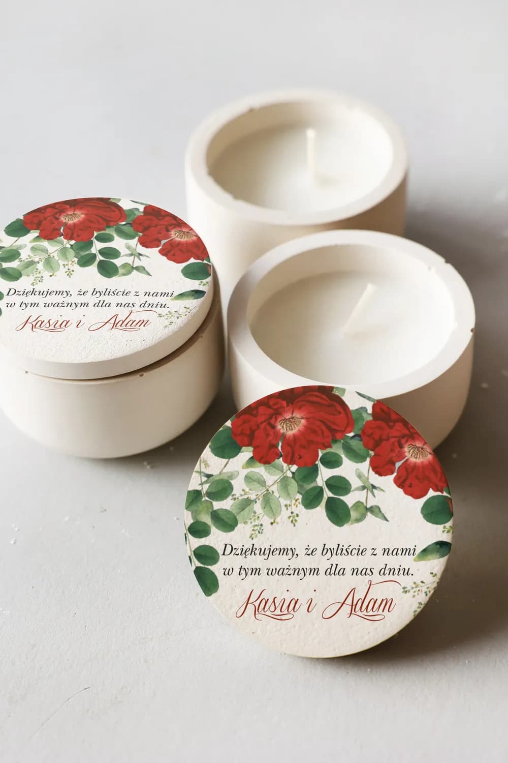 Kraft No. 4 Soy Candle in Plaster – Rose Motif Wedding Favour