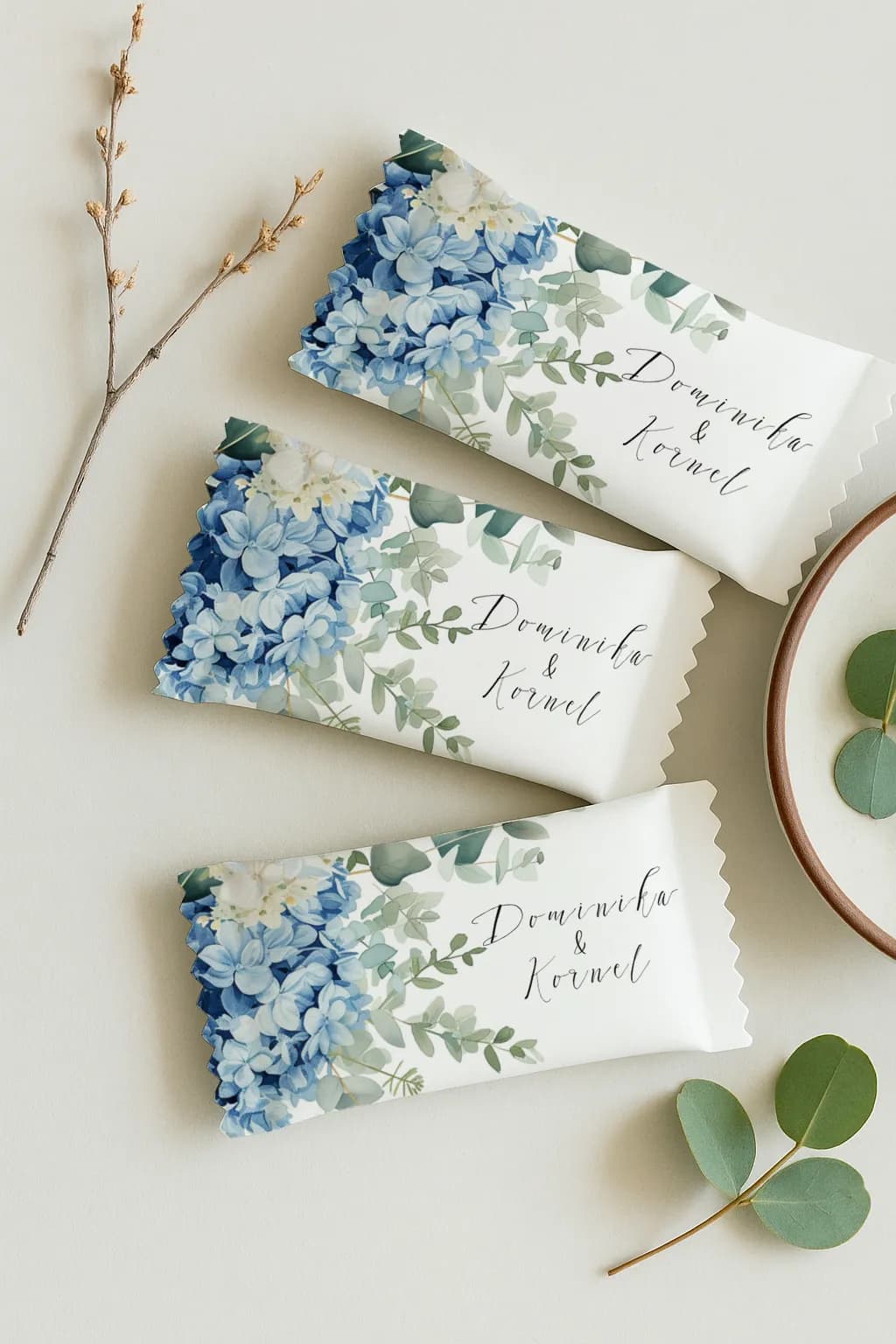 Blue Hydrangea Wedding Fudge with Names | Wedding Favours | Impression No. 4