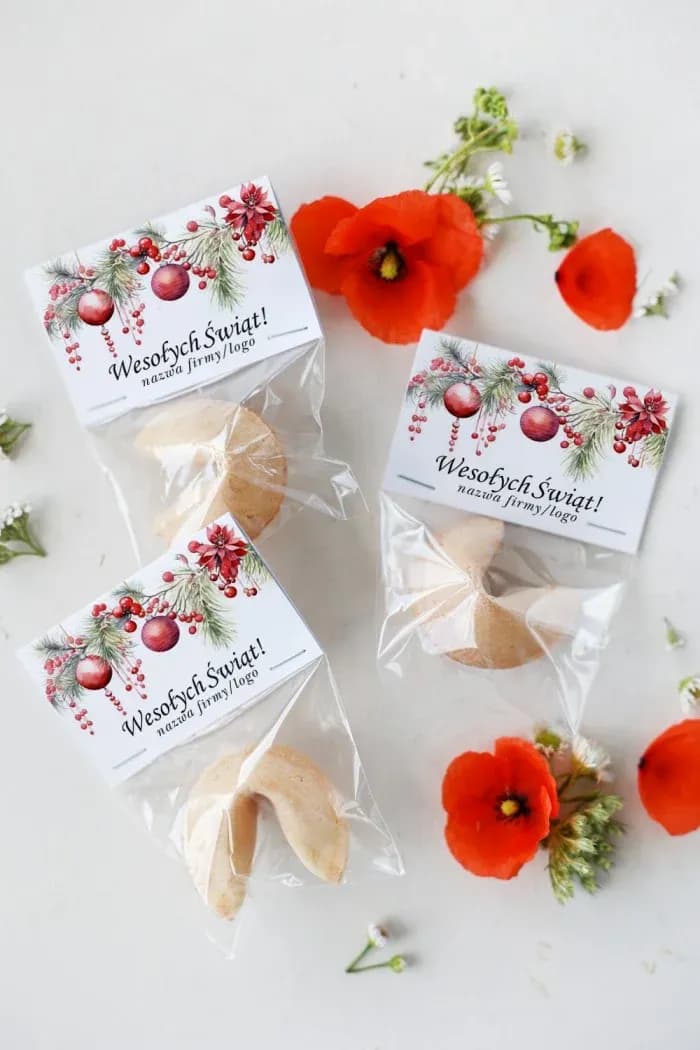 Galleta de la suerte con bolas rojas – detalles corporativos | Colección CZW10
