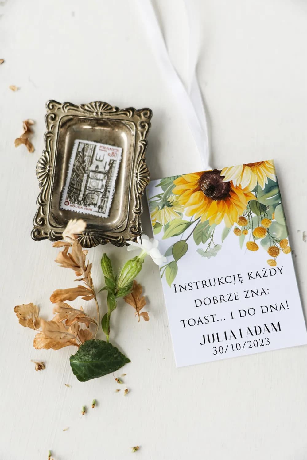 Etiquetas para Botellas de Boda Girasoles, Personalizadas | Adornos para Alcohol | Impresja n.º 5