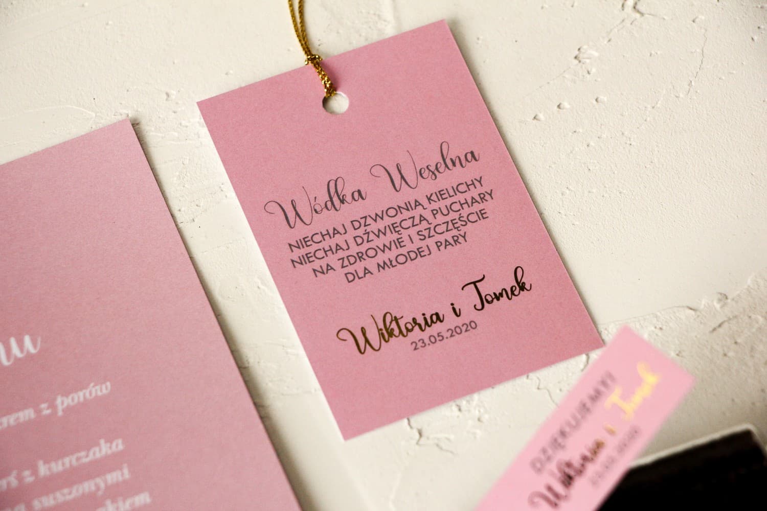 Etichette Rosa Cipria Oro Rosa Personalizzate | Etichette per Alcool da Matrimonio | Emerald n. 2