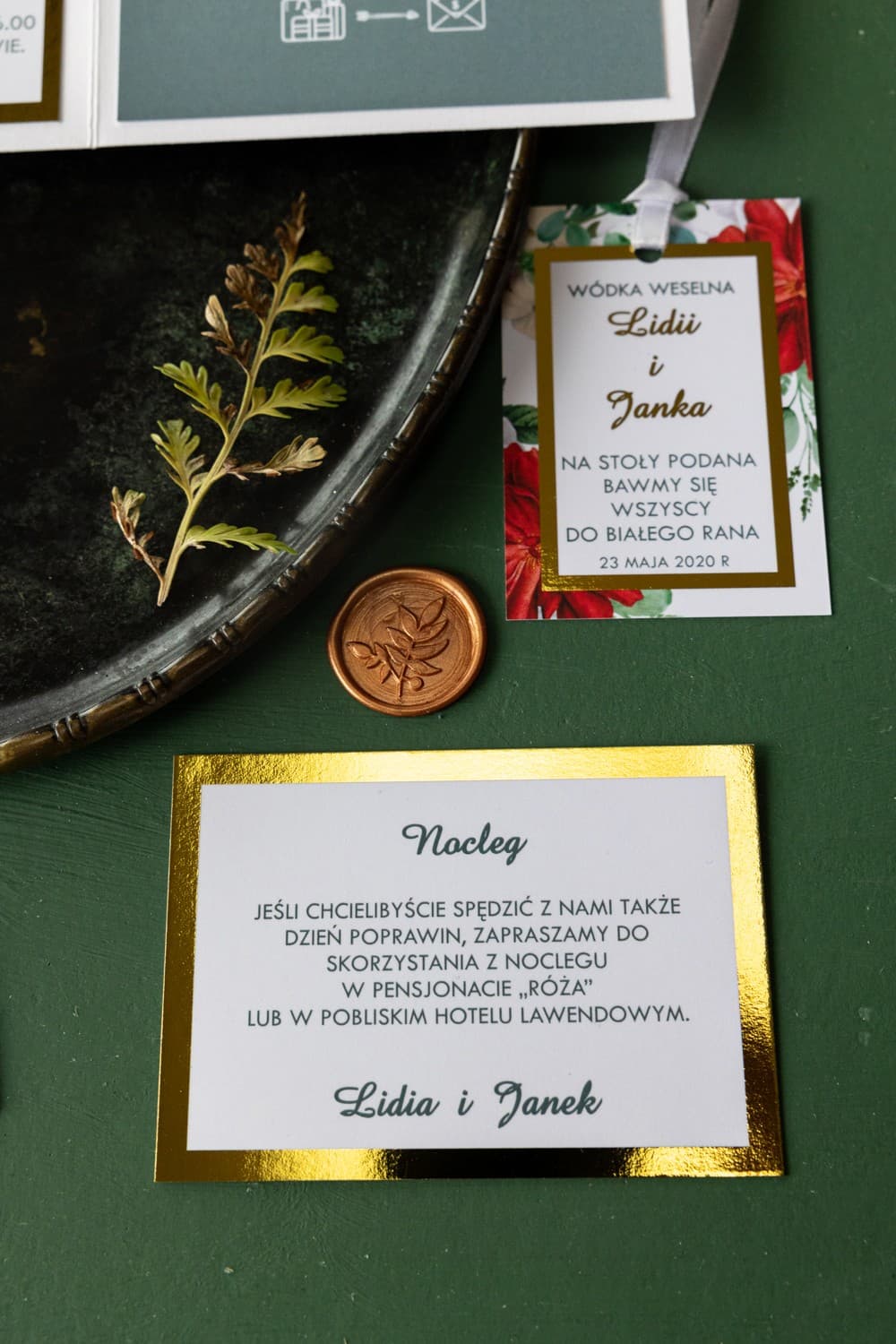 Encart d'Invitation de Mariage Doré | Cartes d'Information Élégantes | Avril n° 4