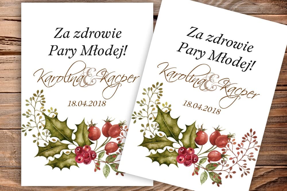 Etichette per Vodka Nuziale Adesivi per Alcool Personalizzati Rose Rosse | Acquerelli n. 3