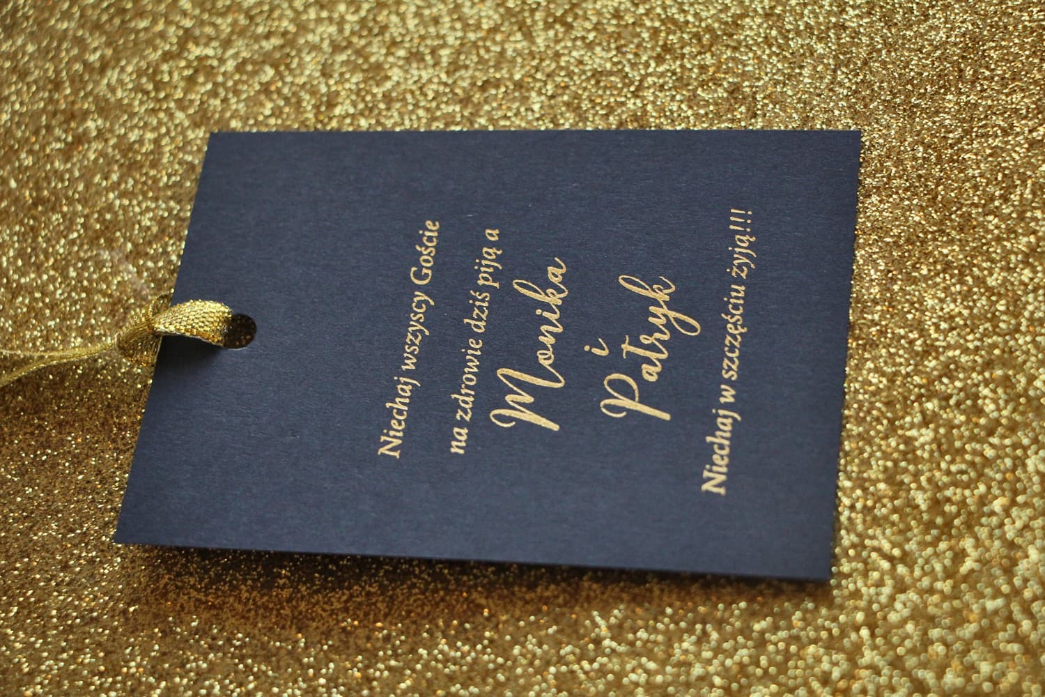 Etichette per bottiglie nuziali dorate in stile Glamour - Blu navy