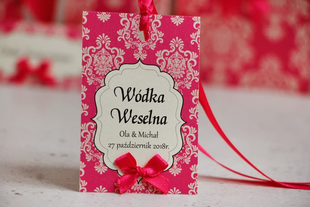 Elegantes Etiquetas para Botellas con Lazo Ornamentos Amaranto | Etiquetas Personalizadas para Alcohol de Boda | Ornament n.º 5