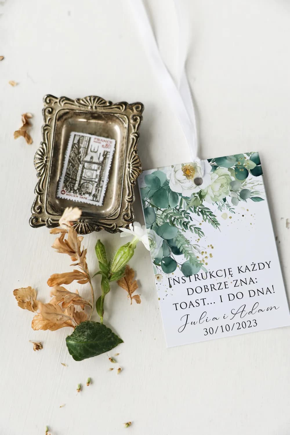 Etiquetas para Botellas de Boda Eucalipto | Etiquetas Personalizadas para Alcohol con Flores | Impresja n.º 9