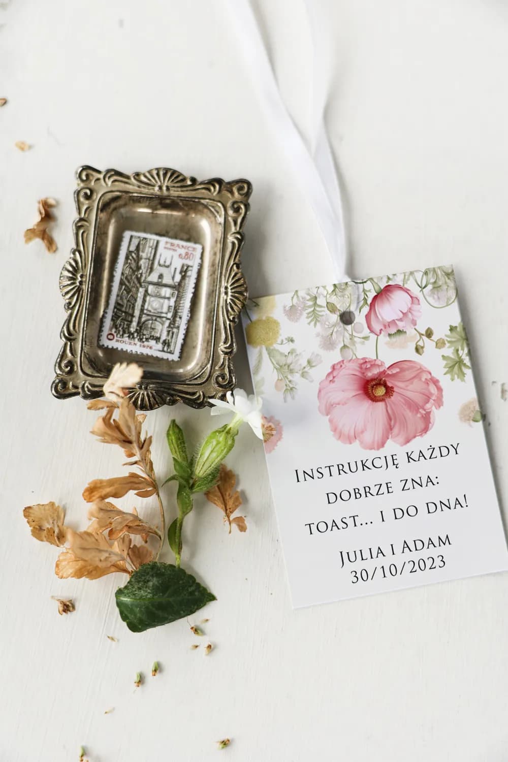 Etiquetas Personalizadas para Botellas de Boda con Flores | Etiquetas para Alcohol de Boda | Impresja nº 1