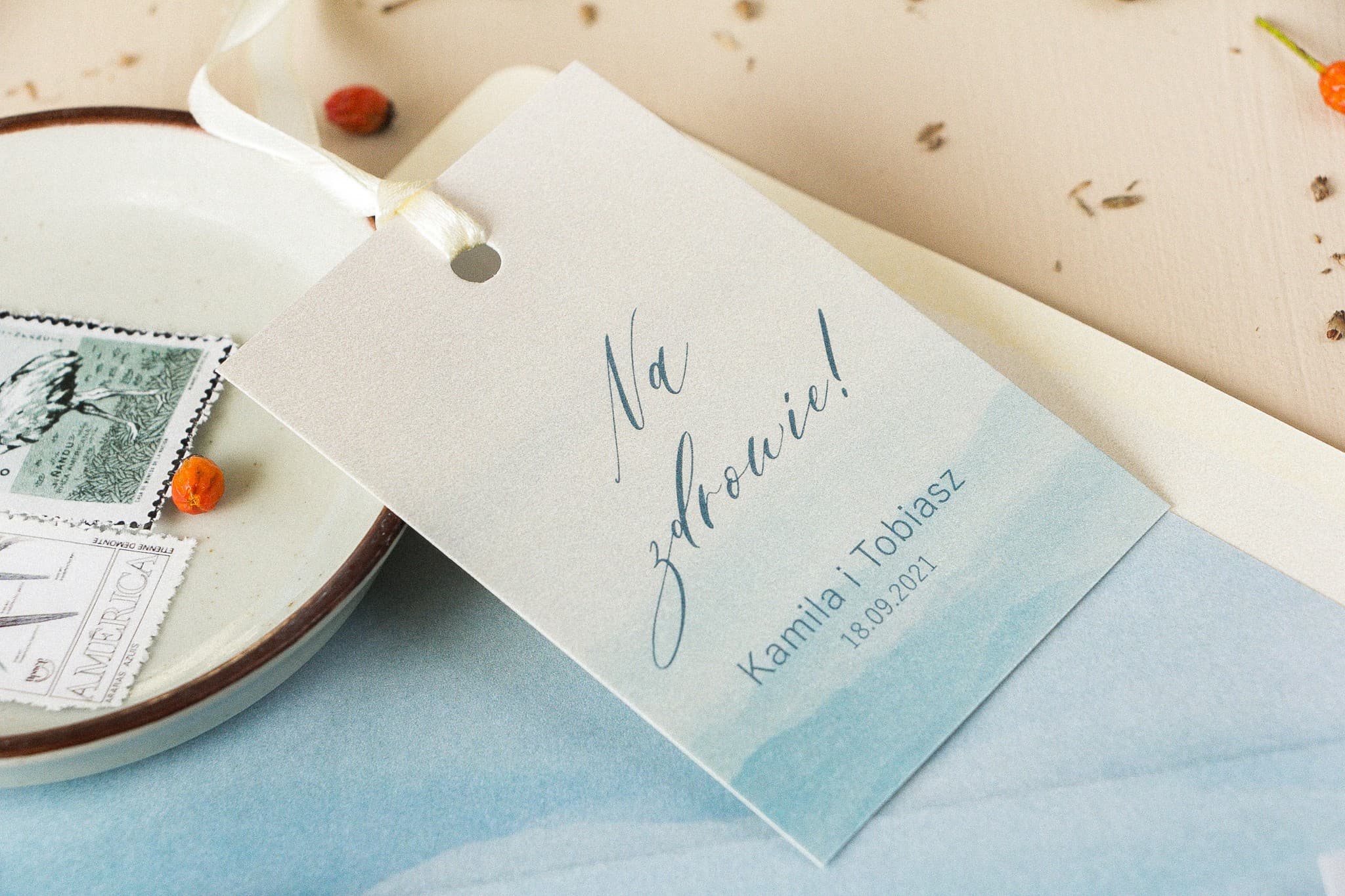 Elegantes Etiquetas para Botellas con Acuarela en Papel de Nácar | Decoración de Bodas | Opal nº 4