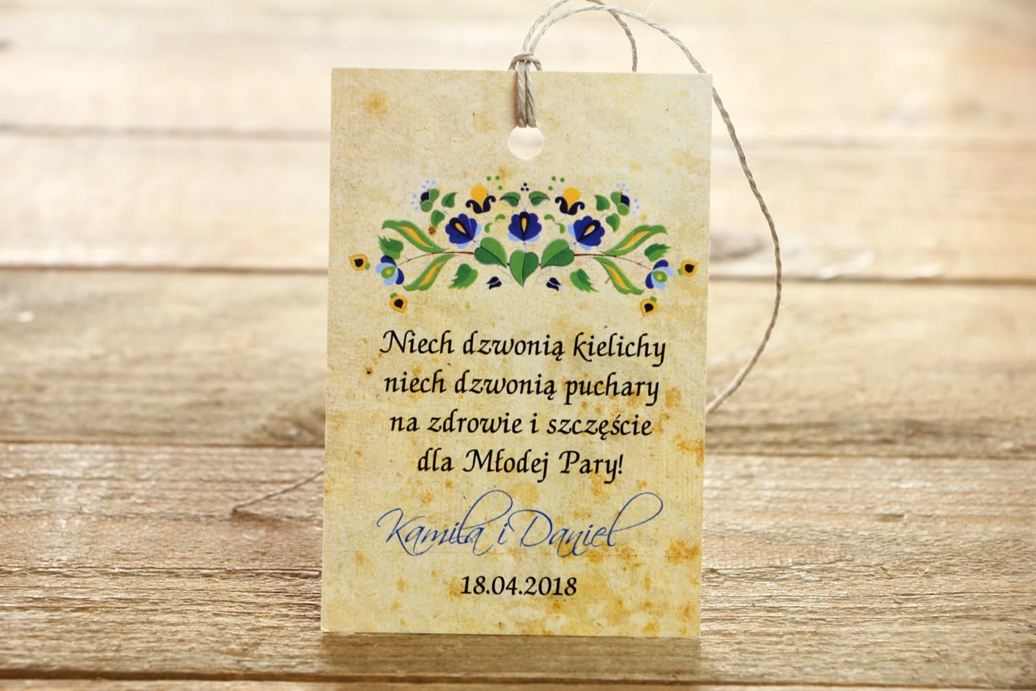 Etiquetas de Boda para Alcohol, Patrones Casubios Azules | Etiquetas Personalizadas | Folk nº 2