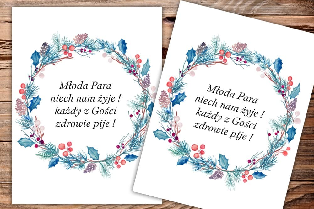 Etiquetas de Invierno para Vodka de Boda Navideñas | Pegatinas Personalizadas | Acuarelas nº 15