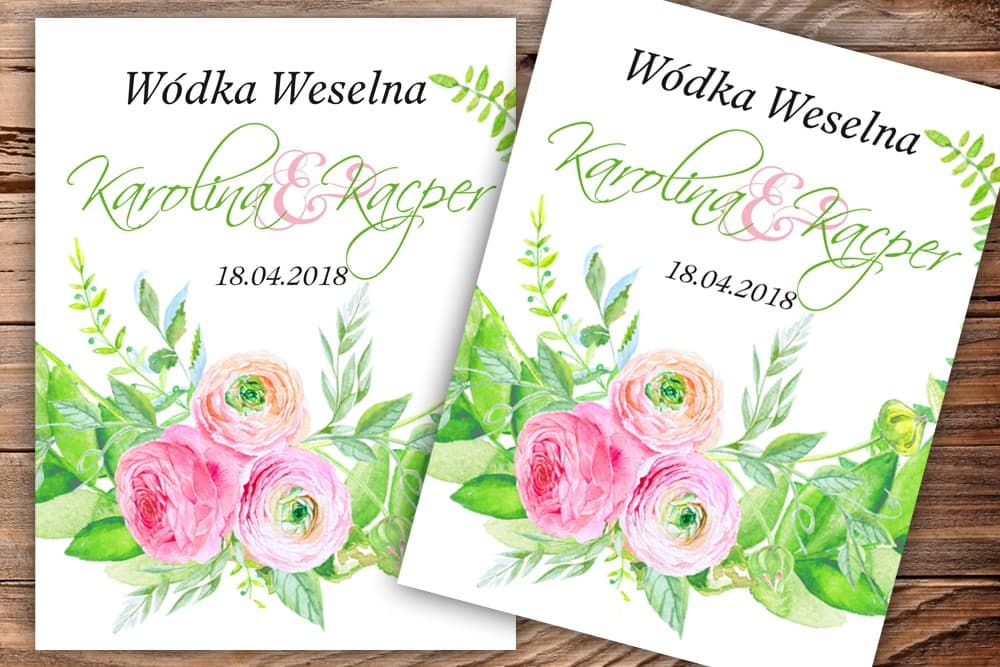 Étiquettes de Mariage pour Bouteilles de Vodka, Autocollants pour Alcool | Étiquettes Personnalisées | Aquarelles n° 22