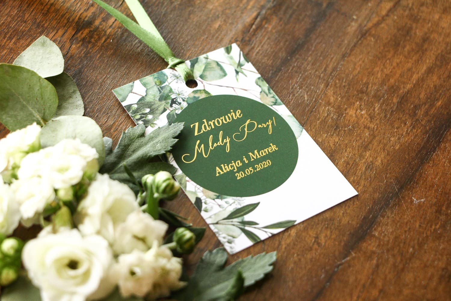 Étiquettes Dorées pour Bouteilles de Mariage Eucalyptus | Accessoires Alcool Élégants Greenery | Soreli n° 5